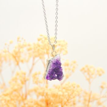 Raw Cluster Amethyst Necklace Silver, 4 of 4