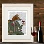 Fox Wine Drinker Portrait, Framed Or Unframed, thumbnail 1 of 8