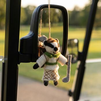 Handmade Felt Golfing Badger Decoration, 4 of 4