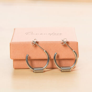 Titanium Steel C Shape Hoop Earrings For Everyday Wear, 2 of 9