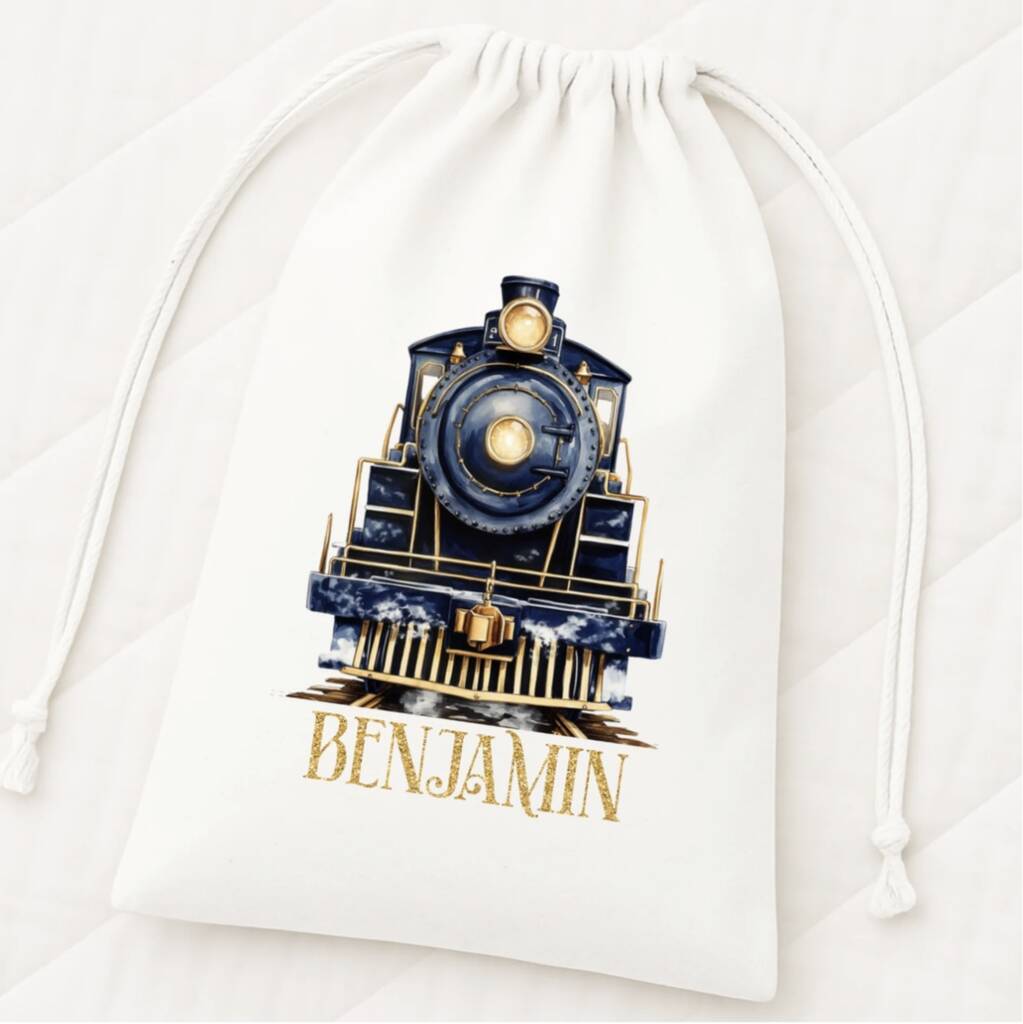 Personalised Polar Express Double Drawstring Bag, 1 of 2