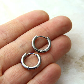 Stainless Steel Clicker Hinged Hoop Earrings, 2 of 8