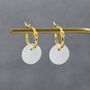 Sterling Silver Genuine White Jade Donut Huggie Hoop Earrings, thumbnail 4 of 11