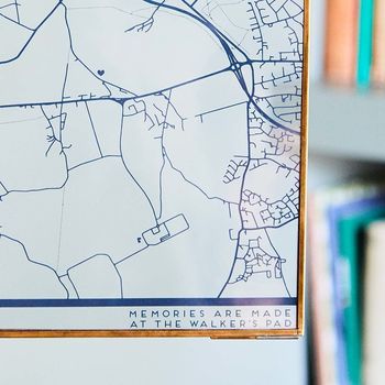 Metallic Personalised Map In Glass Frame, 5 of 10