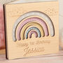 Pastel Rainbow Birthday Engraved Wooden Greetings Card, thumbnail 3 of 6