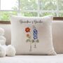 Grandma's Garden Cushion – Personalised With Grandchildren's Names And Birth Flowers, thumbnail 4 of 4