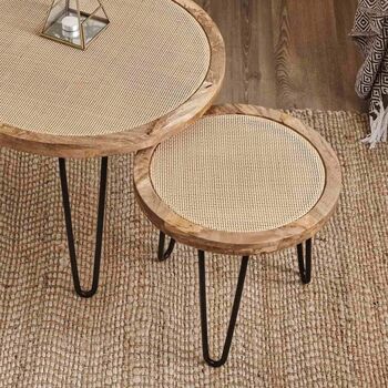 Round Cane Side Table Natural Finish, 2 of 4