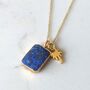 The Duo Lapis Lazuli Necklace, Gold Plated, thumbnail 8 of 10
