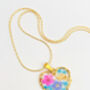 Heart Necklace With Forgetmenot And Pink Flowers, thumbnail 2 of 9