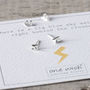 Lightning Bolt Stud Earrings In Sterling Silver, thumbnail 1 of 7