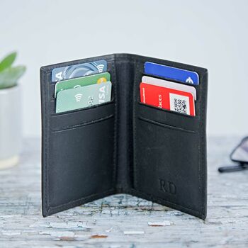 Personalised Black Buffalo Leather Credit Card Holder, 6 of 9