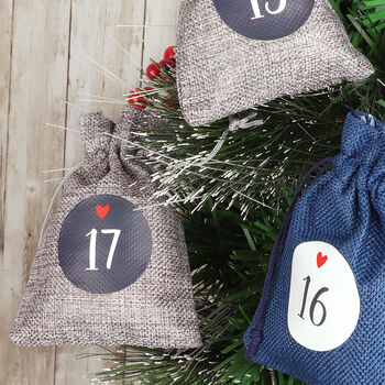 G Decor Blue And Grey Cloth Reusable Advent Calendar, 3 of 10
