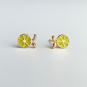 Sterling Silver Lime Stud Earrings, 3 of 6