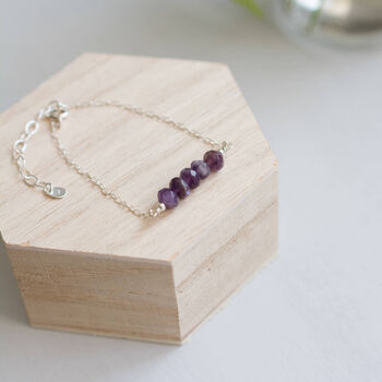 Sterling Silver Amethyst Gemstone Bracelet, 3 of 5