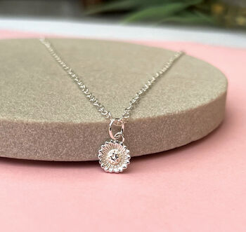 Good Luck Sterling Silver Mini Sunflower Necklace, 2 of 10
