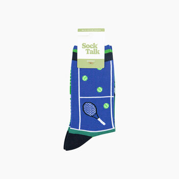 Tennis Court Bamboo Socks In Blue/Green, 3 of 3