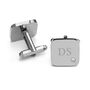 Personalised Men's Silver Tone Square Cufflink With Crystal, thumbnail 5 of 12