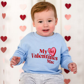 My First Valentines Embroidered Personalised Love Heart Sweatshirt Jumper, 2 of 7