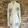 Long Organic Cotton Robe: White With Blue Eye, thumbnail 1 of 3