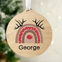 Personalised Rainbow Reindeer Round Wooden Decoration, thumbnail 3 of 4