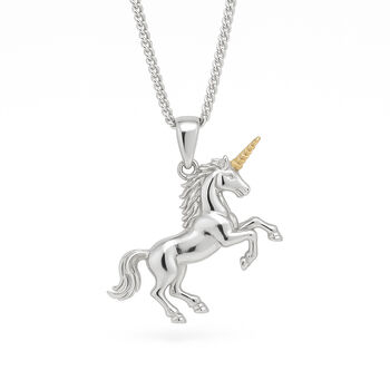 Personalised Sterling Silver And Gold Unicorn Pendant Necklace, 7 of 12