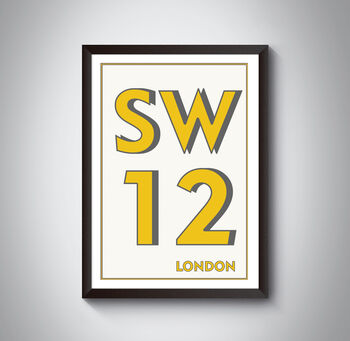 Sw12 Balham, Clapham South London Postcode Art Print, 4 of 10