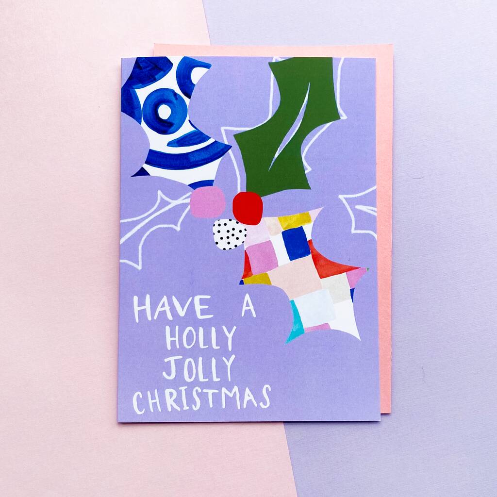 Holly Jolly Christmas Card By Abbey Lou Studio