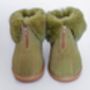 Genuine Sheepskin Slippers With Zipper Olive, thumbnail 3 of 6