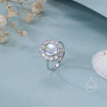 Sterling Silver Vintage Inspired Moonstone Cz Ring, 3 of 11