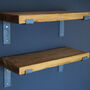 Extra Thick Light Oak Wood Shelf With Steel Brackets, thumbnail 2 of 4