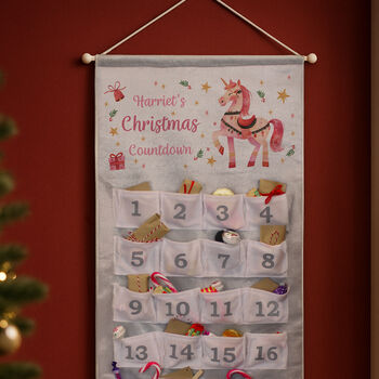 Personalised Hanging Advent Calendar Unicorn Design, 3 of 6