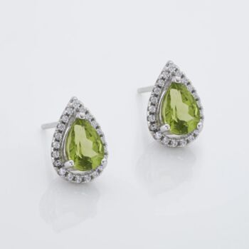 Peridot 925 Sterling Silver Pear Drop Earrings, 2 of 4