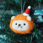 Lion With Christmas Hat Tree Decoration, thumbnail 2 of 3