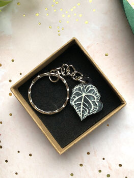 Plant Leaf Silver Plated Keyring Letterbox Gift Set, 8 of 12