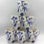 Set Of Six Aspen Mugs In Blue Safari Design, thumbnail 1 of 12