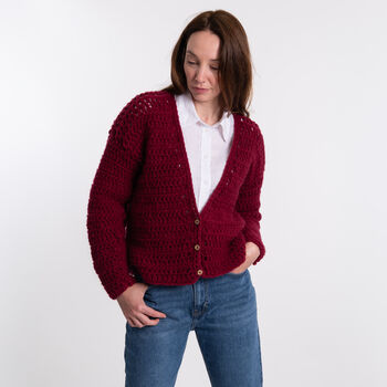 Easy V Neck Cardigan Crochet Kit, 4 of 9