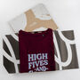 High Fives And Good Vibes Cotton T Shirt, thumbnail 2 of 7