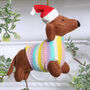 Dachshund In Pastel Jumper Christmas Tree Decoration, thumbnail 1 of 4