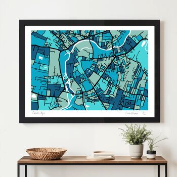 Personalised Cambridge Art Map Gift | Hand Drawn Cambridge Wall Art | Contemporary City Map, 5 of 7
