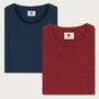 Two Pack Navy And Burgundy Organic Plain T Shirt Bundle, thumbnail 1 of 7