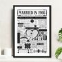 Married In 1966 Map Print, Personalised 60th Diamond Wedding Anniversary Gift, thumbnail 1 of 12