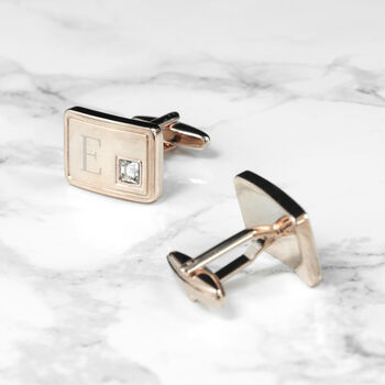 Personalised Rose Gold Plated Cufflinks With Crystal, 6 of 7