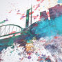 Glasgow Skyline Cityscape Paint Splashes Print, thumbnail 5 of 5