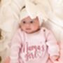 Mama's Girl/Boy Or Daddy's Girl/Boy Embroidered Baby Long Sleeve Knitted Romper, thumbnail 1 of 12