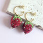 Strawberry Rhinestone Gold Plated Hoop Earrings, thumbnail 1 of 6