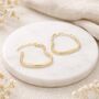 Gold Plated Sterling Silver Heart Hoop Sleeper Earrings – 22mm, thumbnail 3 of 6