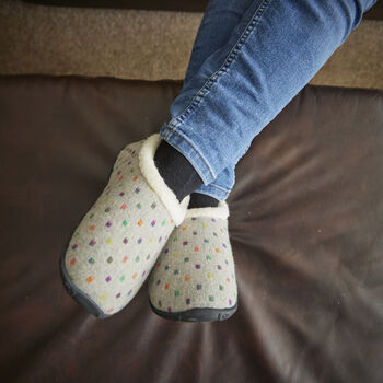 Olivia Grey Spotty Women's Slippers Indoor/Garden Shoes, 6 of 6