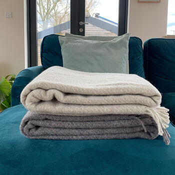 Recycled Wool Blanket Grey Made In Britiain, 2 of 8