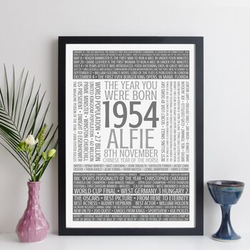Personalised 70th Birthday Print Gift Year Facts 1954, 6 of 11