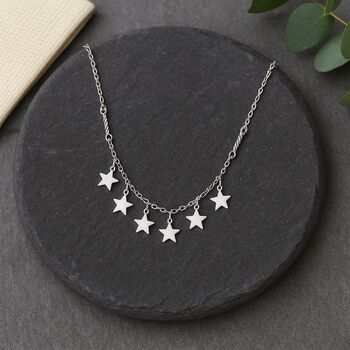 60th Birthday Sterling Silver Six Star Necklace, 2 of 6